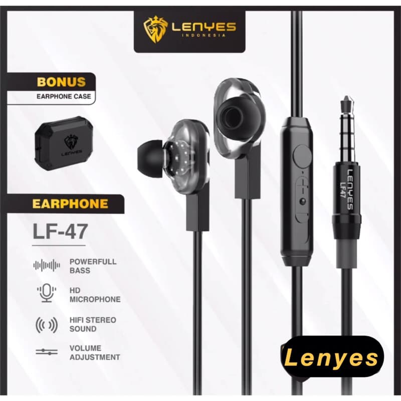Lenyes LF47 Headset In Ear Hifi Stereo Earphone Extra Bass With Handfree Microphone