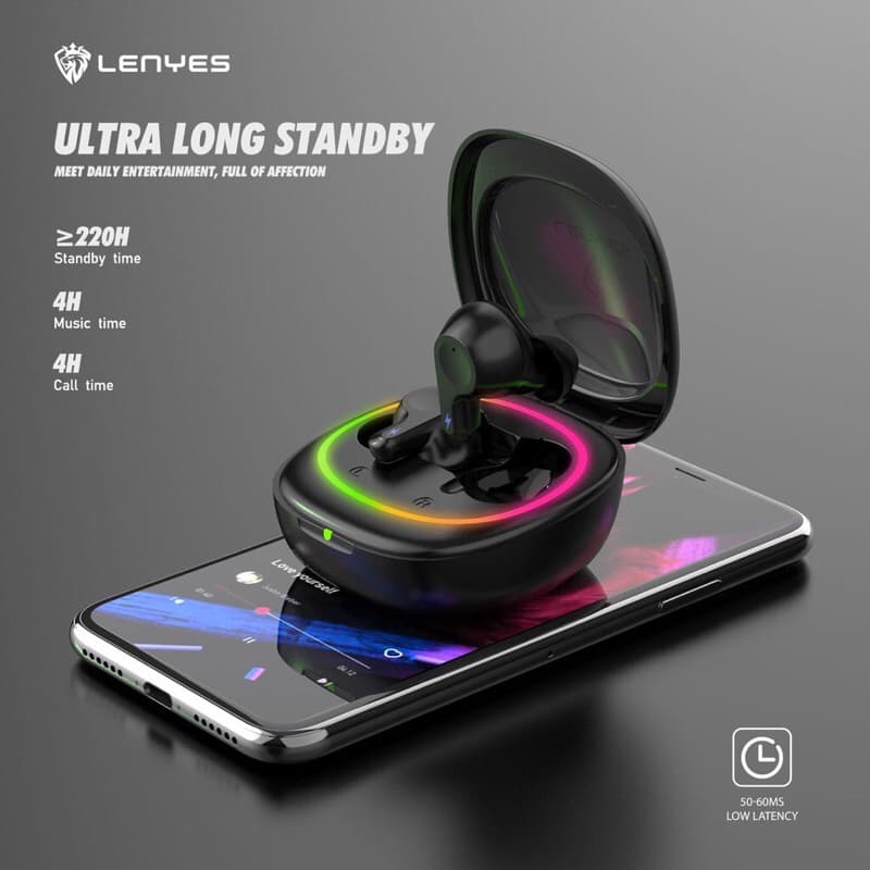LENYES AIR 53 TWS Earphone RGB Light Wireless Bluetooth 5.3 Headset Hifi Stereo 50ms Low Latency