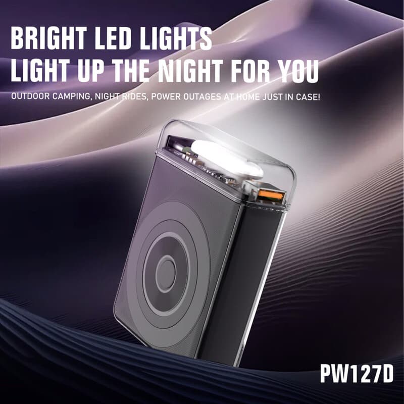 LENYES PW127D Powerbank Transparan 10000mAh Fast Charging 15W Magsafe Power Bank Real Capacity Original