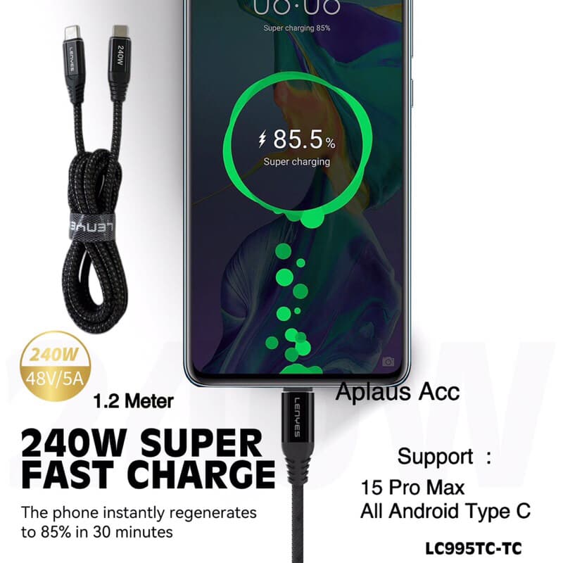 Kabel Data Charger Lenyes LC-995 Super Fast Charging iphone 15 Pro Max Type C To Type C 240W 5.0A