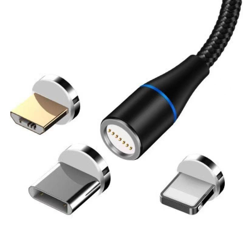 Kabel Casan Magnet 3A 3in1 Micro USB Type C Iphone Lightning Magnetic Fast Charging Cable Data transfer