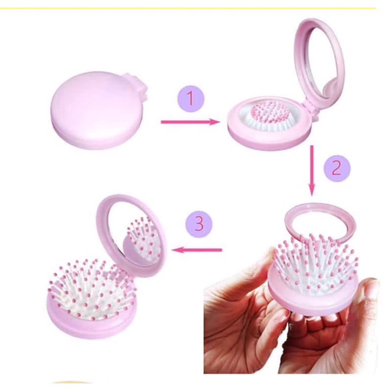 Sisir Rambut Lipat Kaca Portable Air Bag Comb Sisir Rambut Cermin Travelling