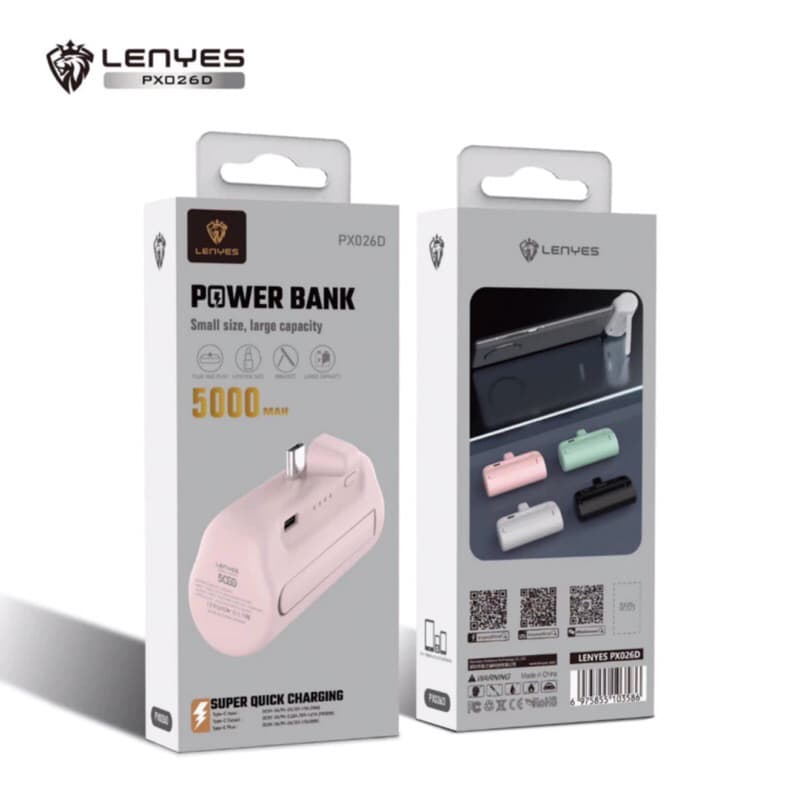 Powerbank Lenyes PX-026D 5000mAh Fast Charging Large Capacity ( colokan type C )