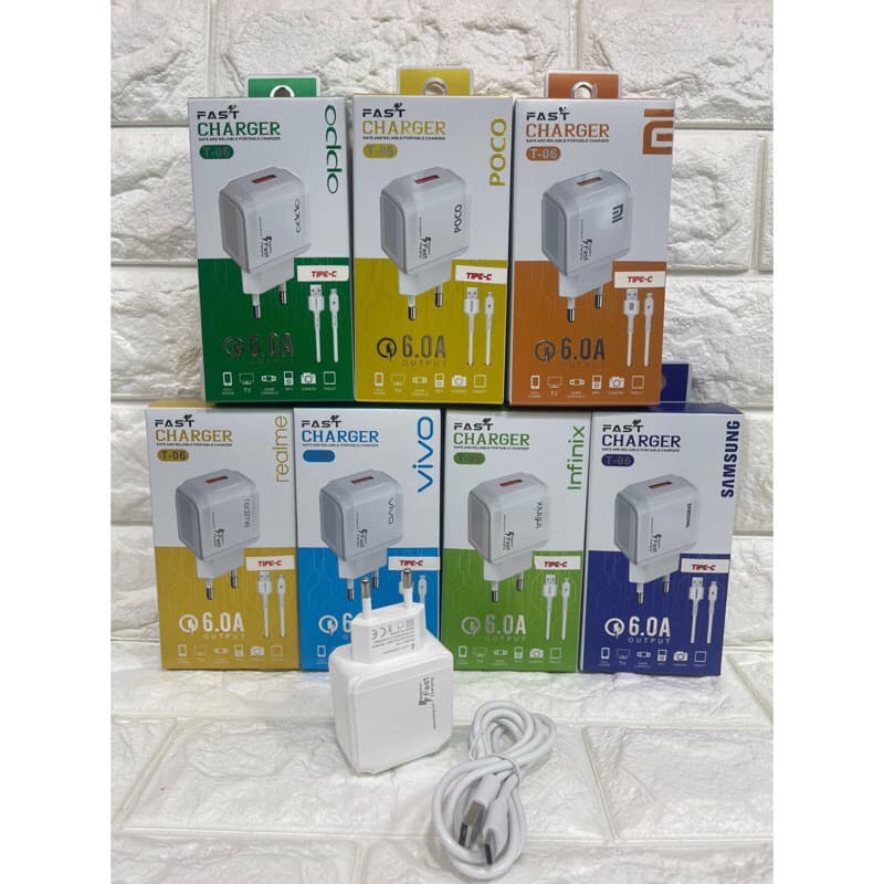 Charger Branded 6.0A T-06 Micro dan Type C