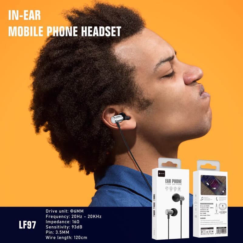 LENYES LF97 Headset In Ear Hifi Stereo Earphone Extra Bass With Handsfree Microphone 3.5mm