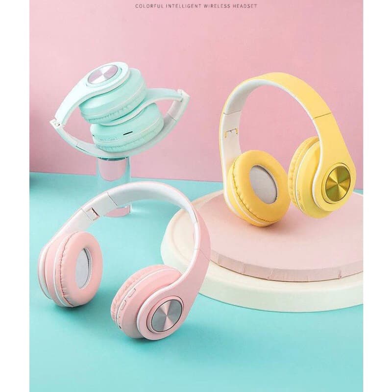 Headset Bluetooth Bando P33 Macaron Headphone Bluetooth Macaron Bass