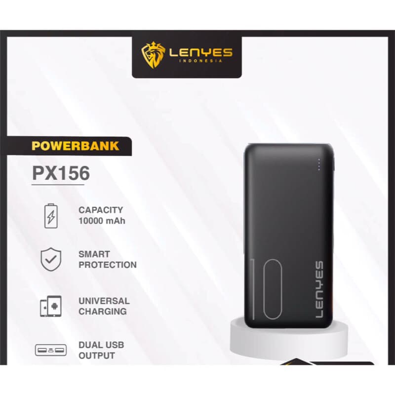 LENYES PX156 Powerbank 10000mAh Mini Slim Portable Display Light Indicator Real Capacity Power Bank