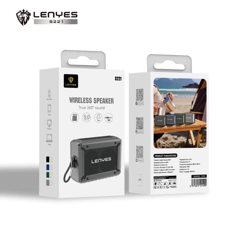 LENYES S221 Mini Wireless Speaker Portable Bluetooth 5.0 Music Box TWS Support Aux Memory Micro SD