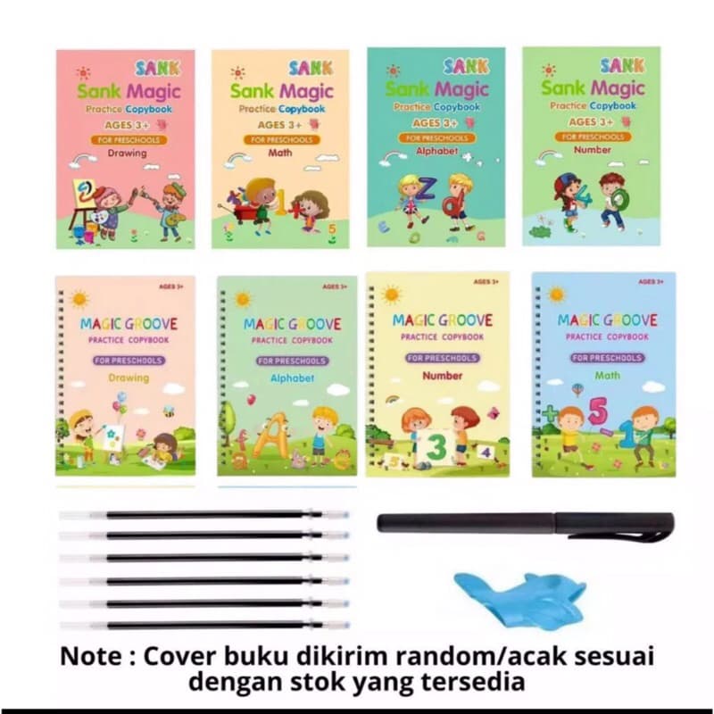 SANK Magic Practice Book 1 Set isi 4 Buku + Pulpen Buku ajaib Belajar Edukasi anak