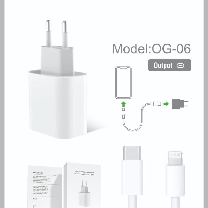 Charger Iphone Murni 20W Ori OG-06 Colokan USB Type C to Ligthning