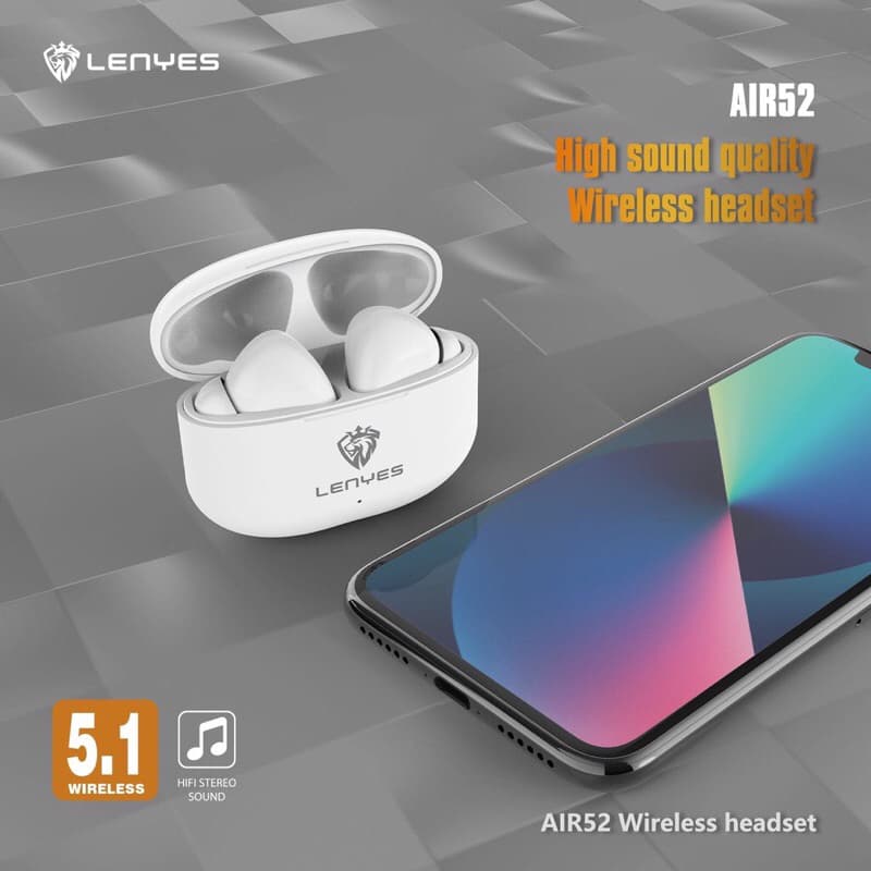 LENYES AIR 52 TWS Headset wireless Bluetooth 5.1 Earbuds Hifi Stereo Earphone With HD Microphone