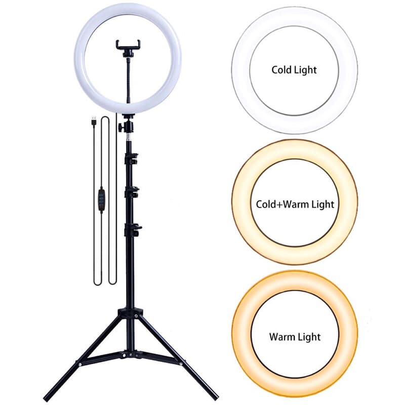 Paket Komplit Murah RINGLIGHT 26CM + TRIPOD 2,1 METER MAKE UP VLOG LAMPU RINGLIGHT