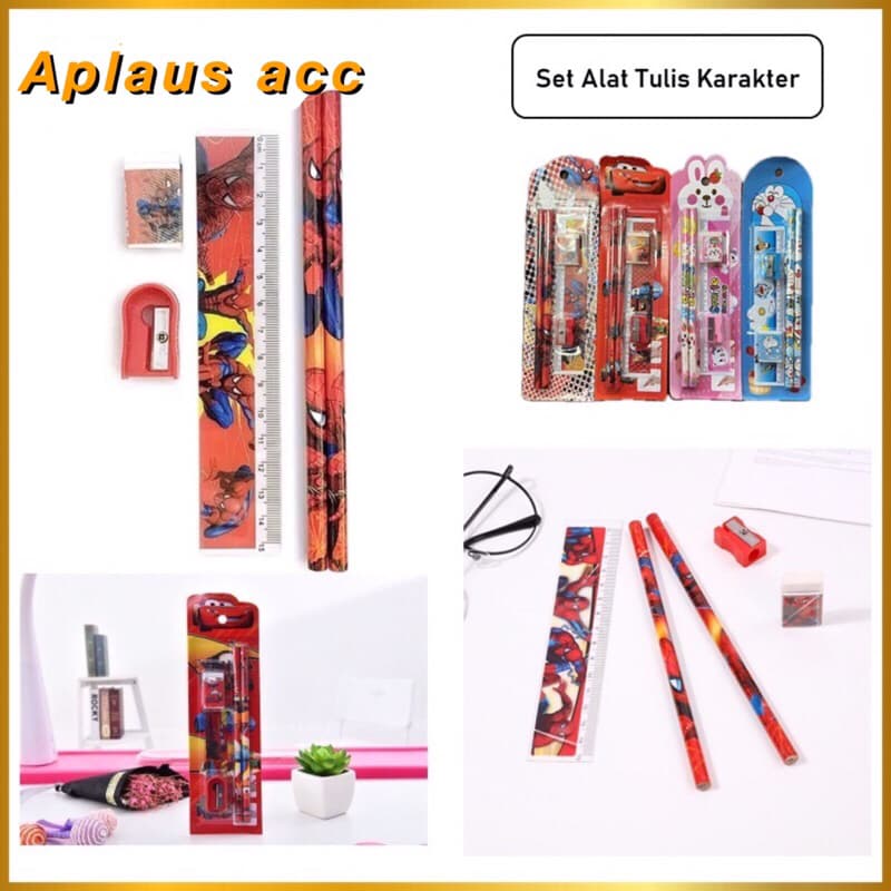 Set Alat Tulis Karakter 5in1 Paket Lengkap Alat Tulis Karakter Kartun Lucu