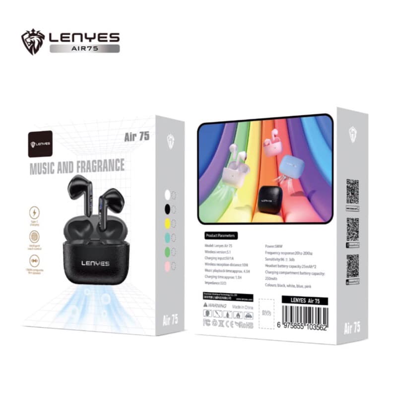 Handsfree Bluetooth TWS Lenyes Air75 Headset Wireless 5.1 Music And Fragrance