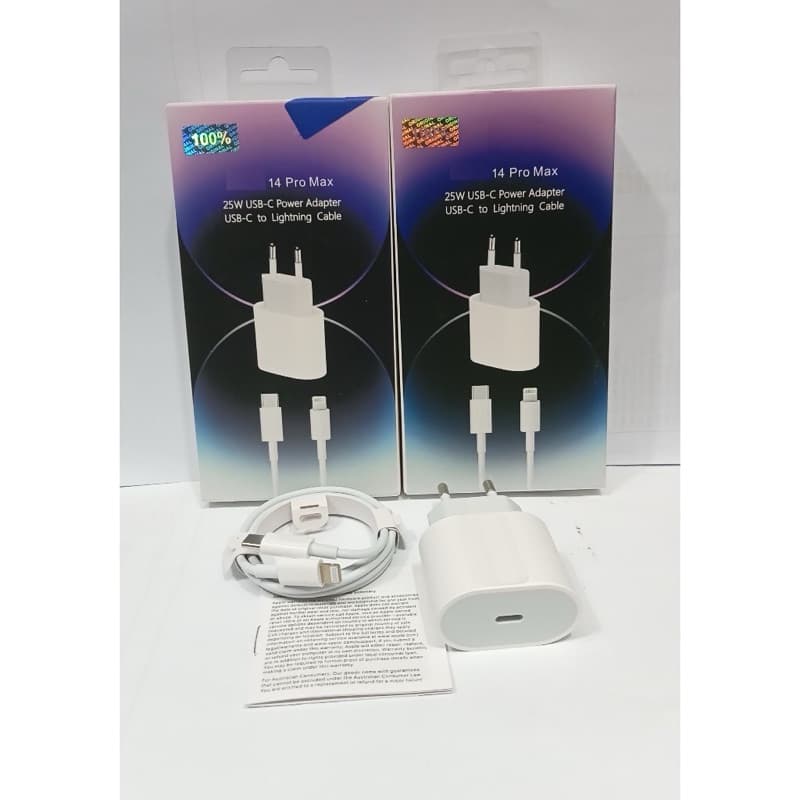 Charger Light 14 Pro Max PD 25Watt Murni USB C Power Adapter USB Type C To Light Cable Pack Ungu