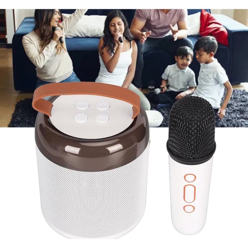 Speaker Karaoke K4 Portable RGB + Mic Bluetooth Speaker Mini Set Full Bass