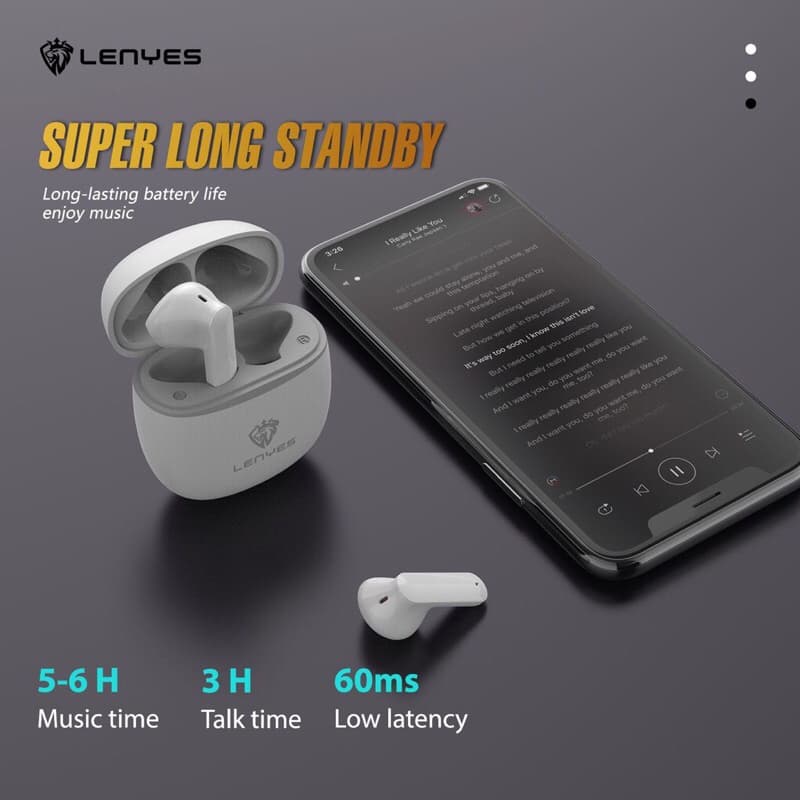 LENYES AIR 50 TWS Wireless Bluetooth 5.1 earbuds hifi stereo heavy bass earphone 60ms low latency