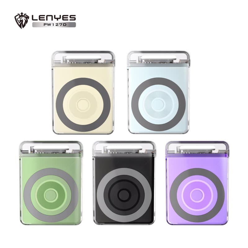 LENYES PW127D Powerbank Transparan 10000mAh Fast Charging 15W Magsafe Power Bank Real Capacity Original