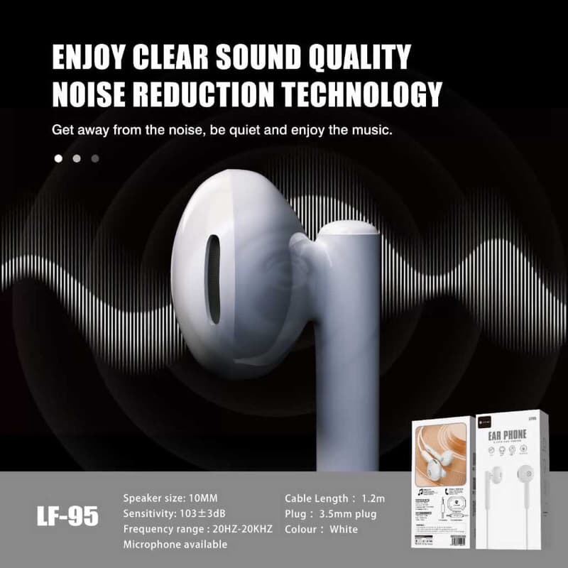 LENYES LF95 Headset In Ear Hifi Stereo Earphone Extra Bass With Handsfree Microphone 3.5mm