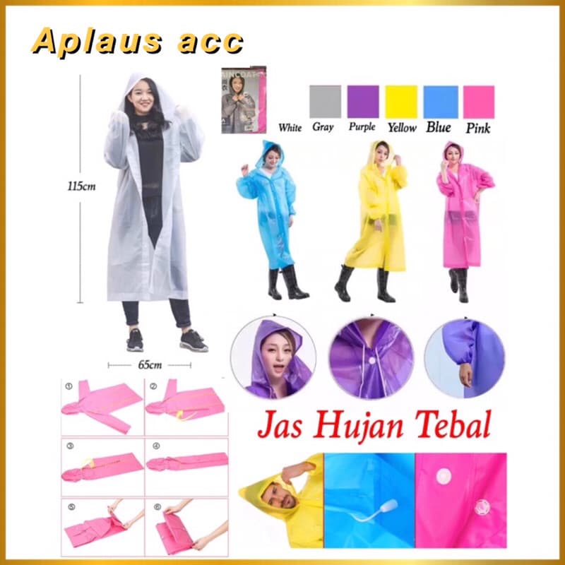 Jas Hujan Tebal Model Poncho Waterproof Bahan EVA Jas Hujan Semi Transparan Anti Air