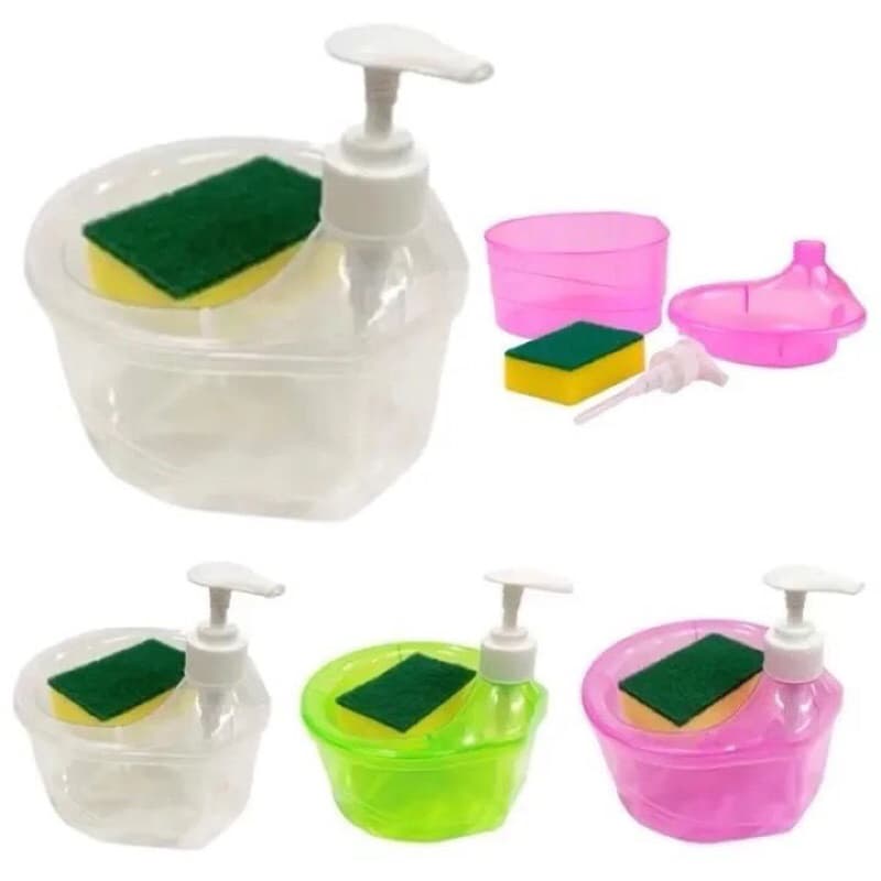Tempat Sabun Cair Cuci Piring + Spons Dispenser Bentuk Mangkok Wadah Sabun