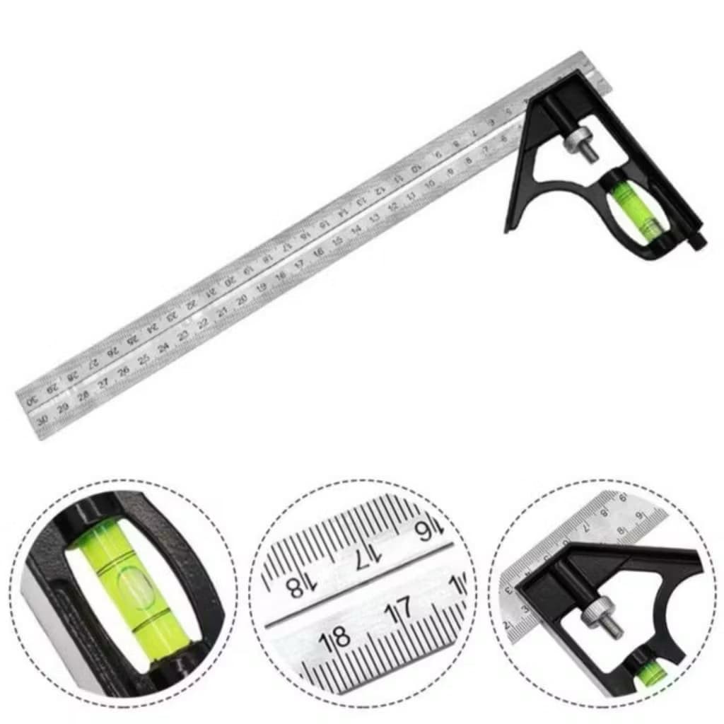 Penggaris Waterpass Tukang 30CM Penggaris Siku Sudut Lantai Ruangan Stainless Steel Serbaguna