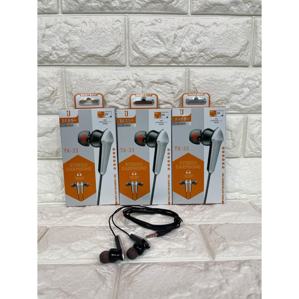 Handsfree Headset Bass TX-33 Super Stereo Earphone Universal 3.5MM