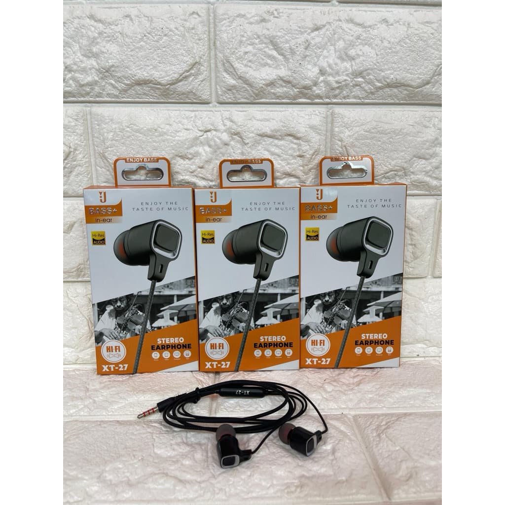 Handsfree Headset Bass XT-27 Super Stereo Earphone Universal 3.5MM