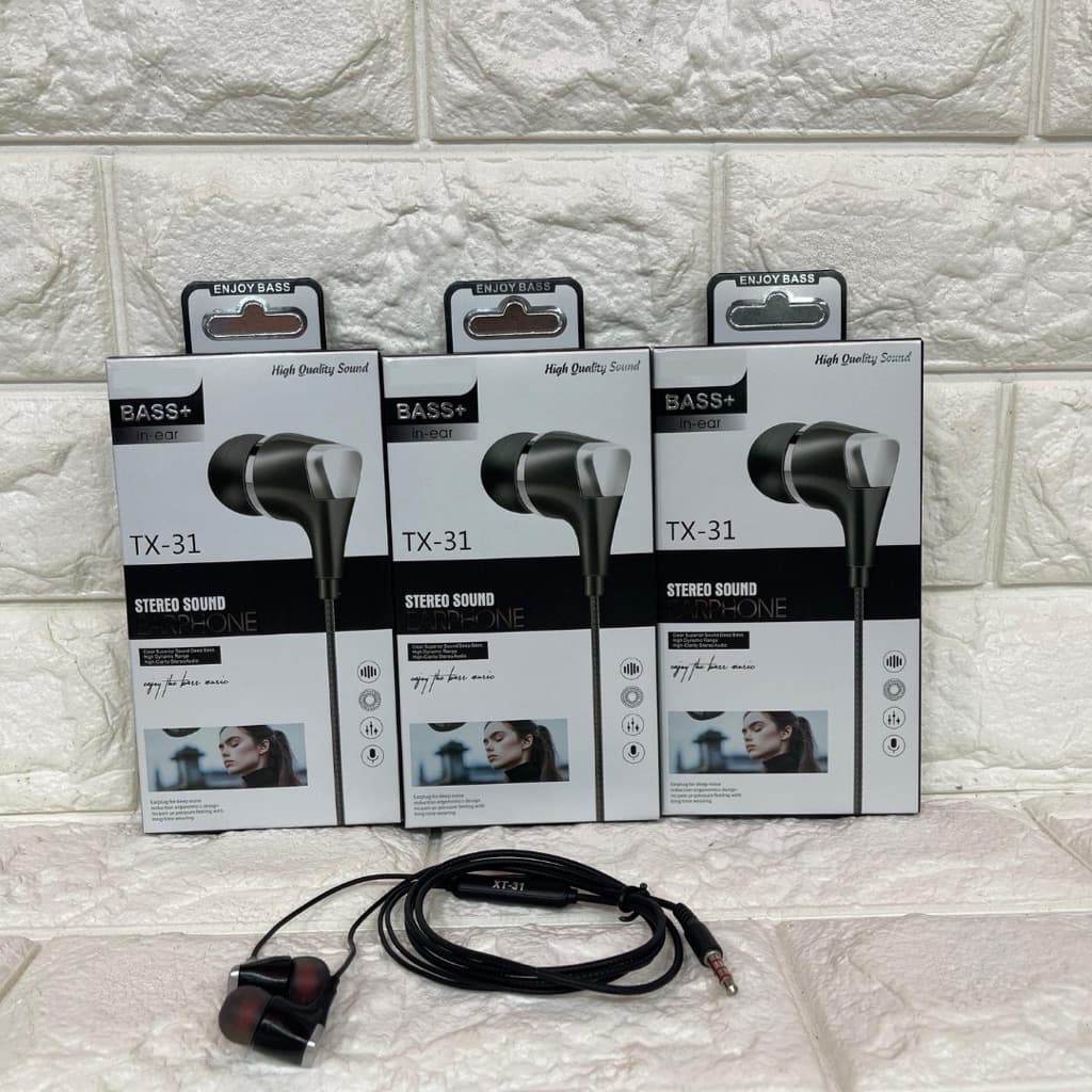 Handsfree Headset Bass TX-31 Super Stereo Earphone Universal 3.5MM