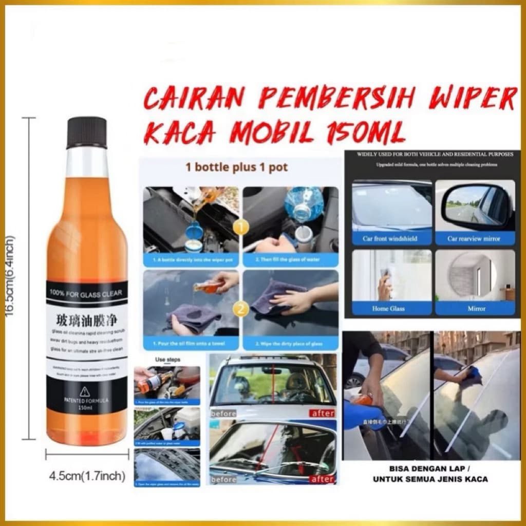 Cairan Pembersih Wiper Kaca Mobil Kilat 150ML Pembersih Jamur Car Glass Oil Film Remover