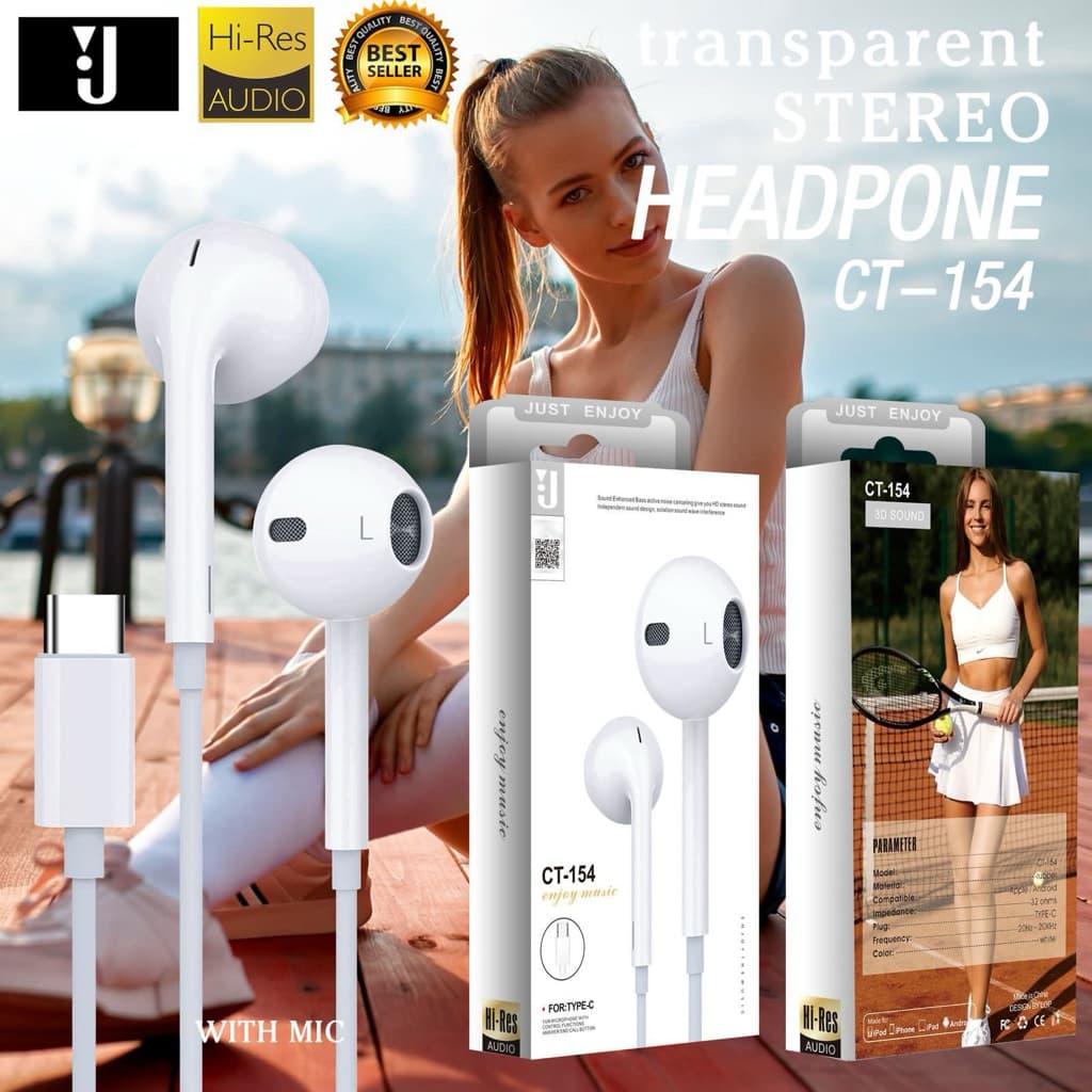 Handsfree Headset CT-154 Colokan Type C Stereo Bass