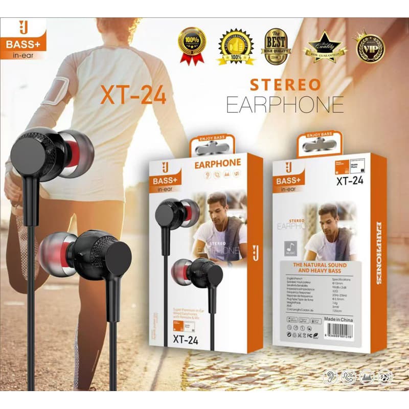 (GROSIRAN) Handsfree Headset J XT-24 + Mic Bass Stereo Earphone XT24