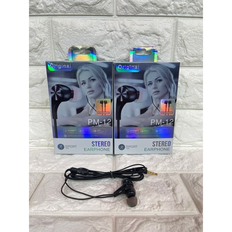 Headset handsfree  PM-12 magnet bass high quality PM12