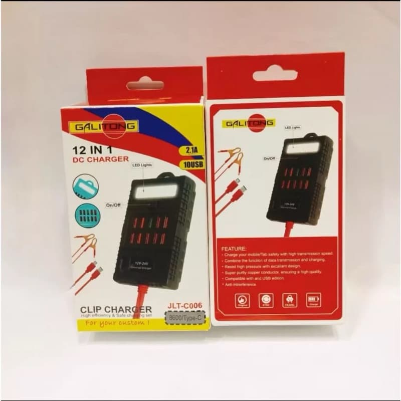 Charger Aki Galitong 12in1 + LED JLT-C006 / Charger Aki Galitong 12in1 + LED Universal
