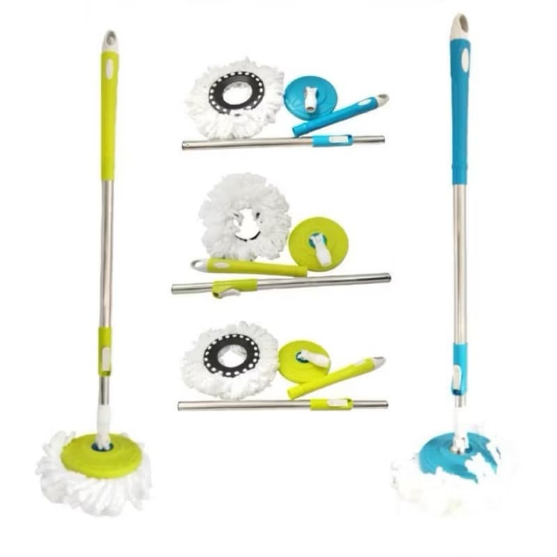 Tongkat Handle Pel + Kain Spin Mop Alat Pel Lantai Set Mop Stick Kain Refill Spin Mop