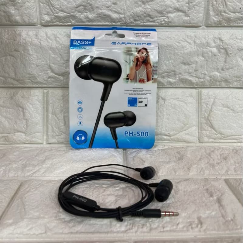 Handsfree Philips Headset PH-500 + Mic Stereo Earphone Sound Quality Extra Basss