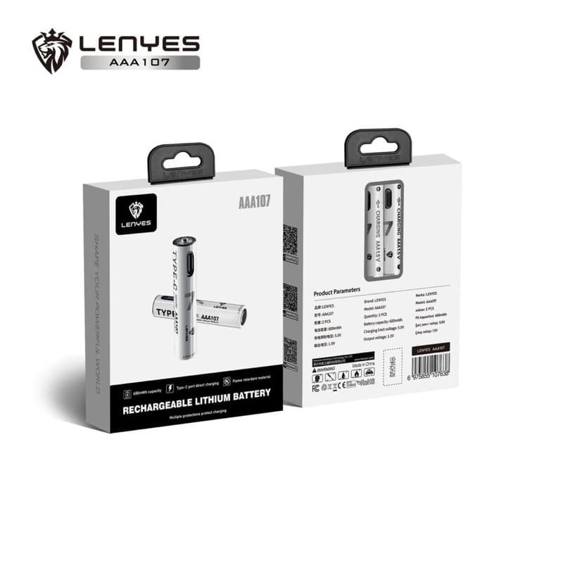 LENYES AAA107 Baterai Charge isi Ulang AAA 1.5V Rechargeable Lithium Battery 600mWh Batu Batree