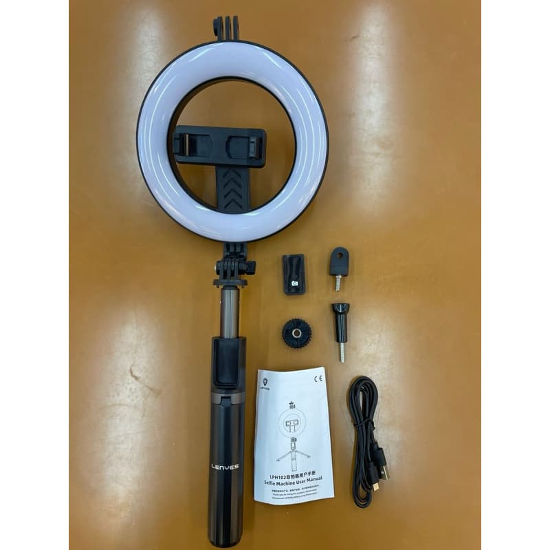 TONGSIS LENYES LPH102 Ring Light Selfie Stick Tripod Kamera HP With Remote Bluetooth Monopod Portable