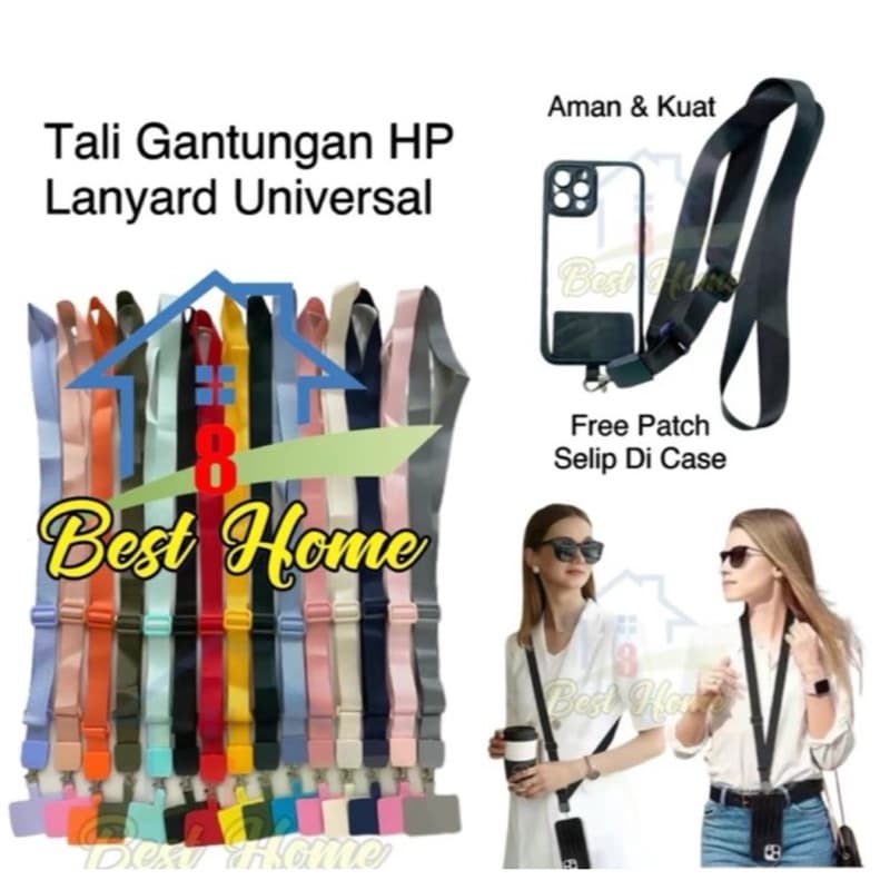 Lanyard Tali Gantungan HP bahan Lebar Strap For All Gadget (Tali Lanyard + Patch untuk Selip di Case HP)