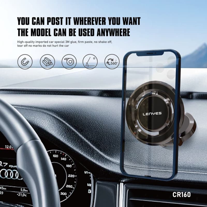 Holder Mobil Magnet LENYES CR-160 Fleksibel 360 Derajat