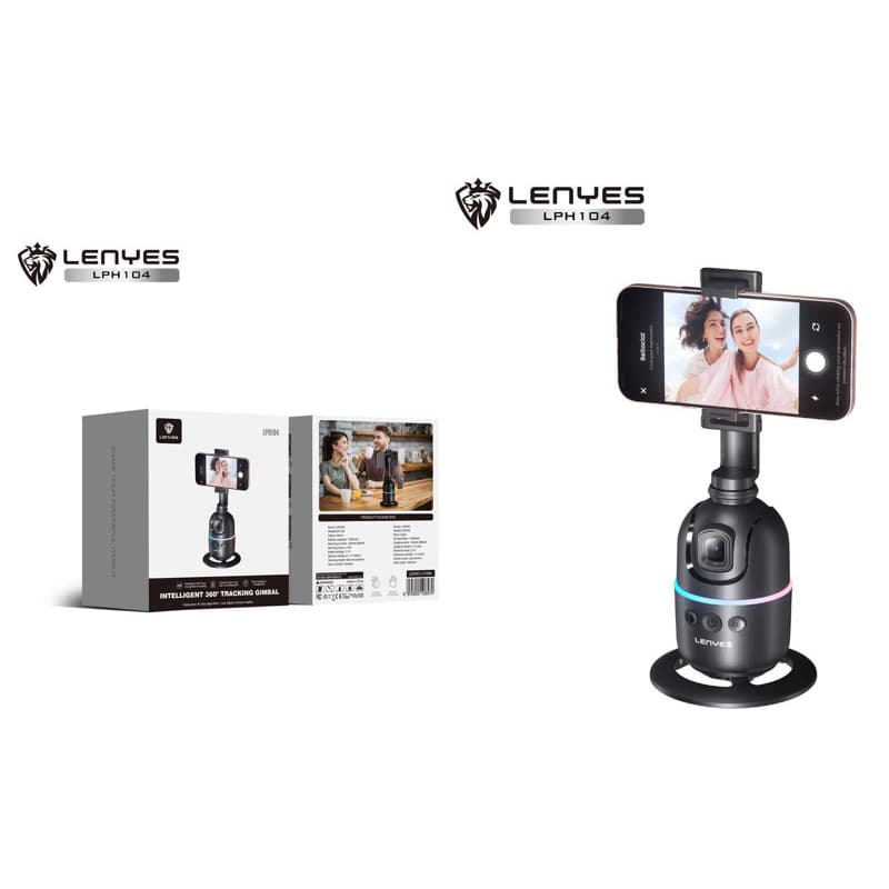 LENYES LPH104 Tripod Intelliggent 360° Face Tracking Gimbal Stabilizer Phone Selfie Smart Gesture Recognition RGB LED Light