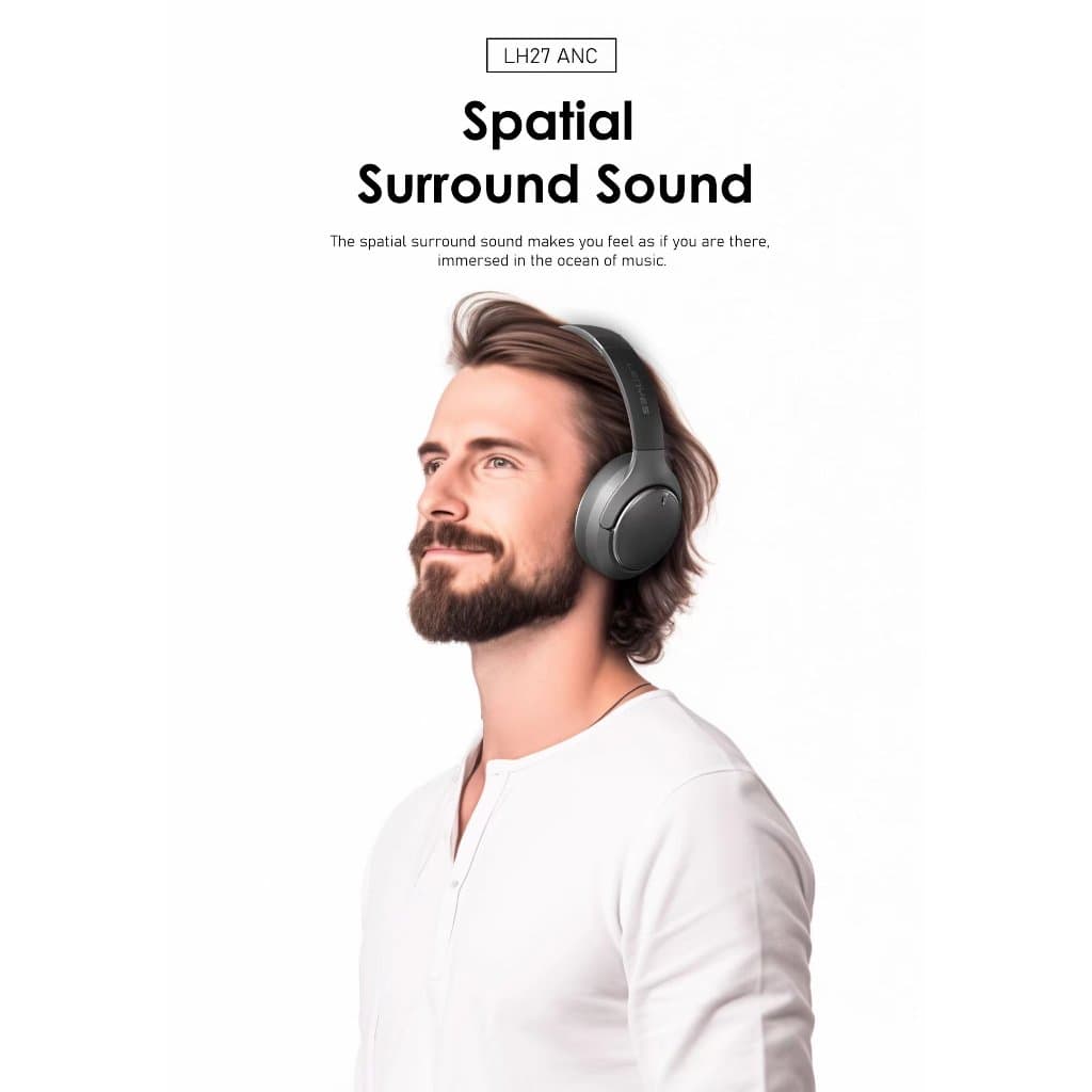 Headset Bluetooth LENYES LH27 Wireless 5.4 Hybrid ANC Headphone Foldable High Fidelity Hifi Stereo With Mic