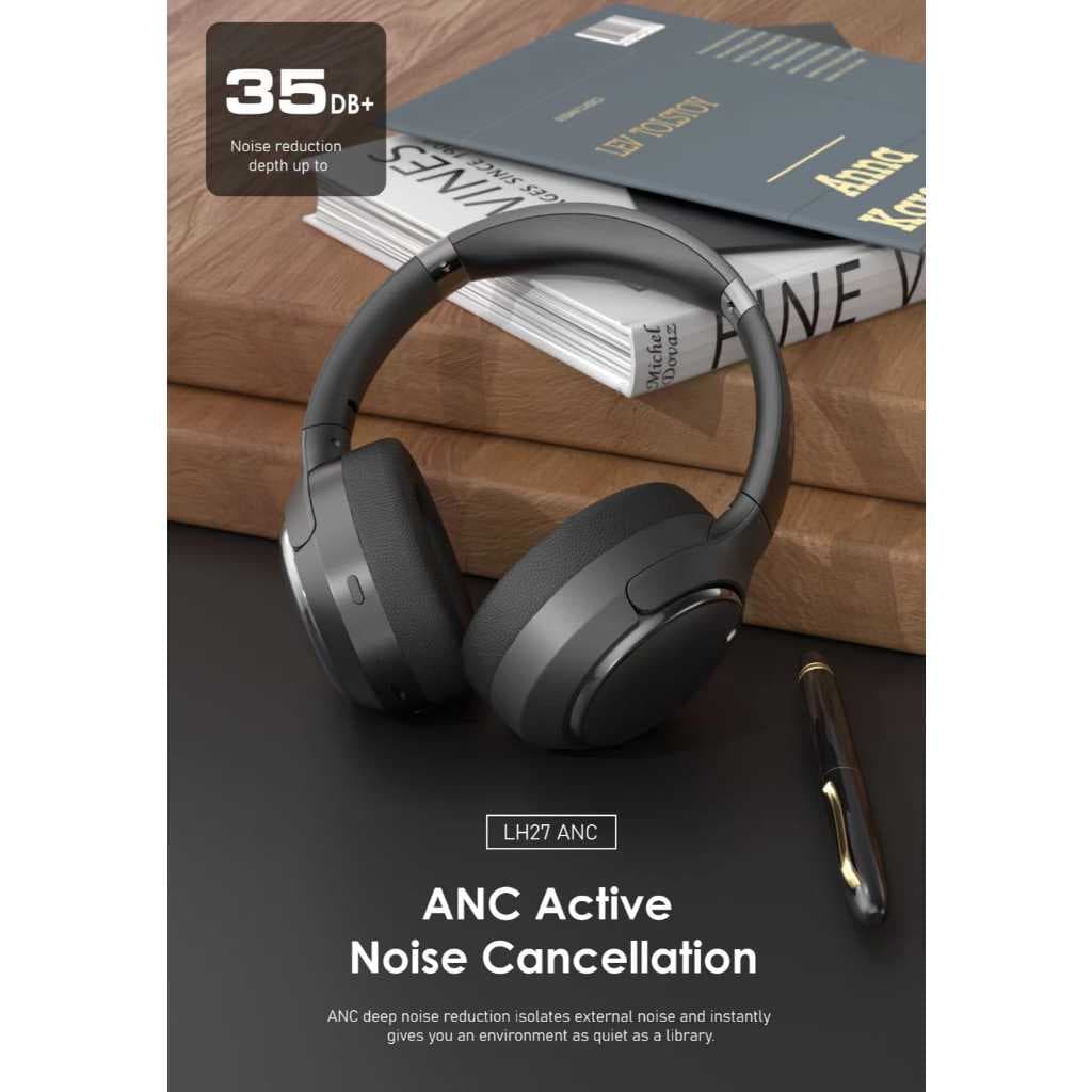 Headset Bluetooth LENYES LH27 Wireless 5.4 Hybrid ANC Headphone Foldable High Fidelity Hifi Stereo With Mic
