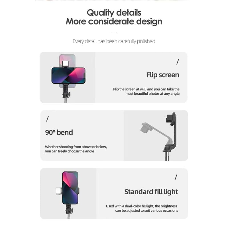Tongsis LENYES LPH101 Tripod Selfie Kamera HP With Remote Bluetooth Lampu LED Stick Monopod Portable