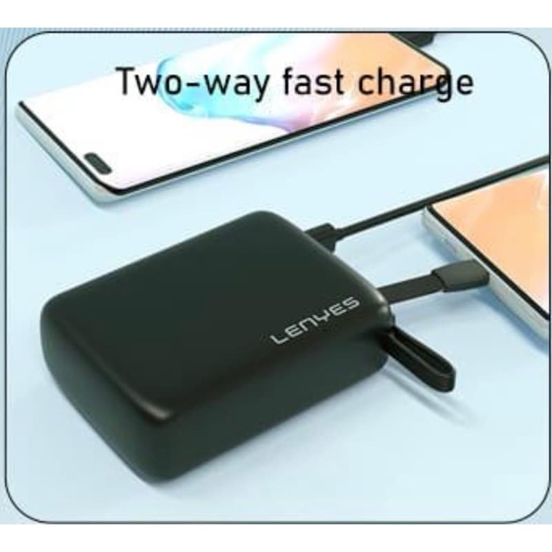 Powerbank LENYES PX159D super mini Powerbank 10.000Mah Fast Charging 22.5W Built In Cable Type C Output