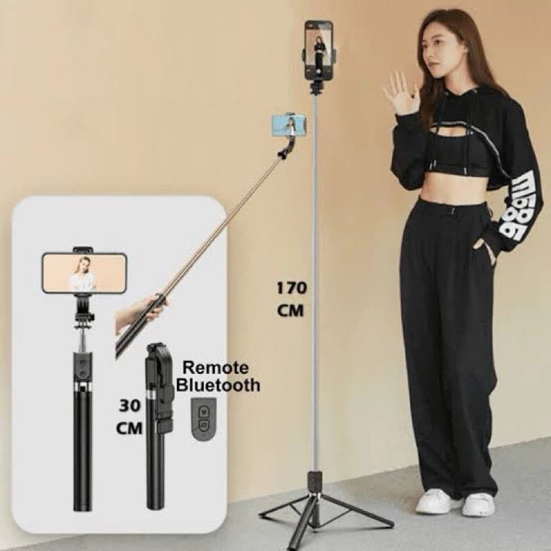 Tongsis Tripod LED 1.7 Meter Flexible With Remote Bluetooth Selfie