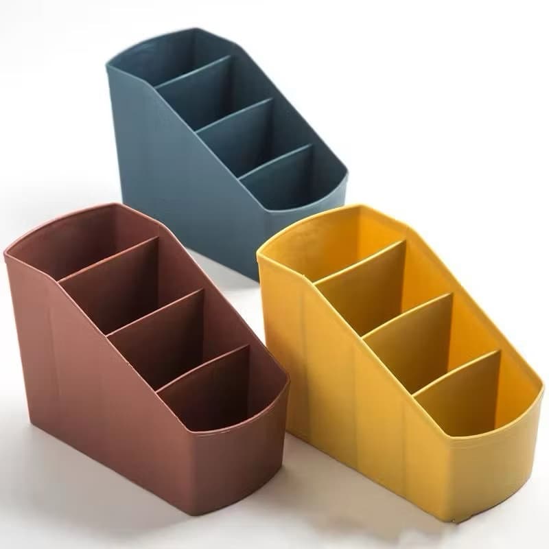Rak Meja Kantor Mini 4 Sekat Aksesories Rak Organizer Tempat Penyimpanan Alat Tulis Serbaguna