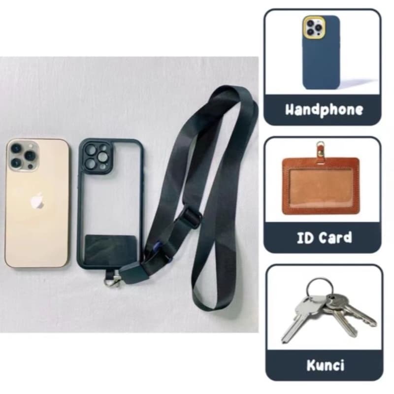 Lanyard Tali Gantungan HP bahan Lebar Strap For All Gadget (Tali Lanyard + Patch untuk Selip di Case HP)
