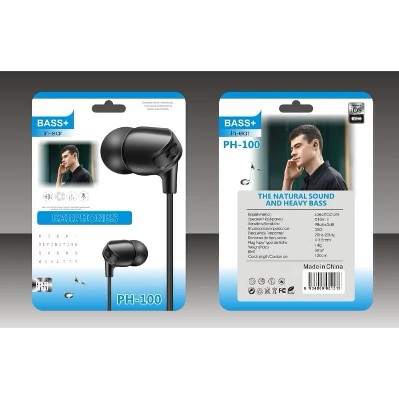 Handsfree Philips In-ear PH-100 + Mic Headset Stereo Earphone Sound Quality