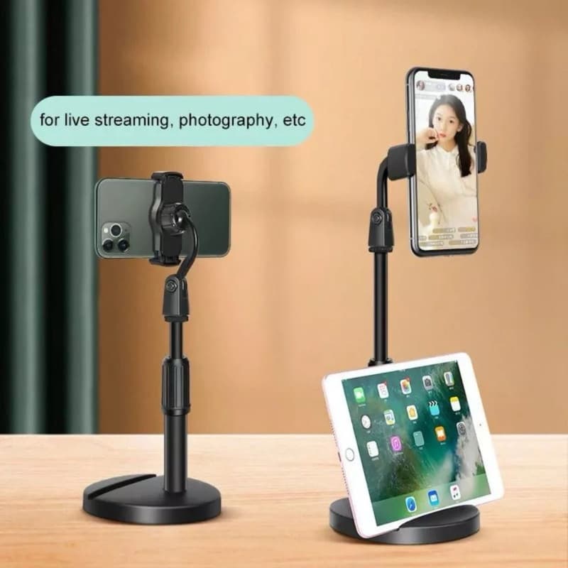 Phone Holder HD-26 + Penyangga Dudukan Handphone 2IN1 / Folding Desktop Support HD26 / Stand HP Adjustable Universal Rotari 360 Derajat / Table Standing Berdiri Untuk Live Streaming Vlog Meeting Riview Broadcasting Multifungsi HD 26